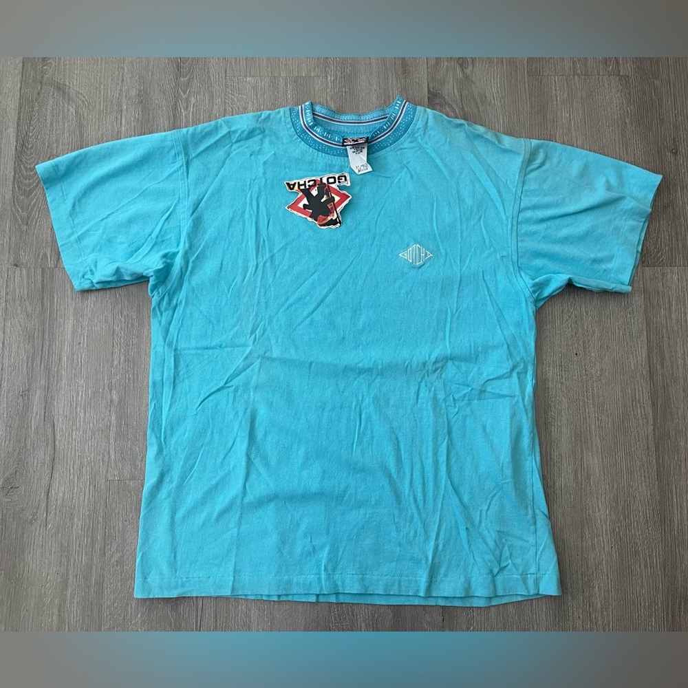 NWT Vintage 90s Gotcha Light Blue Shirt Men’s Size Medium Single Made In USA